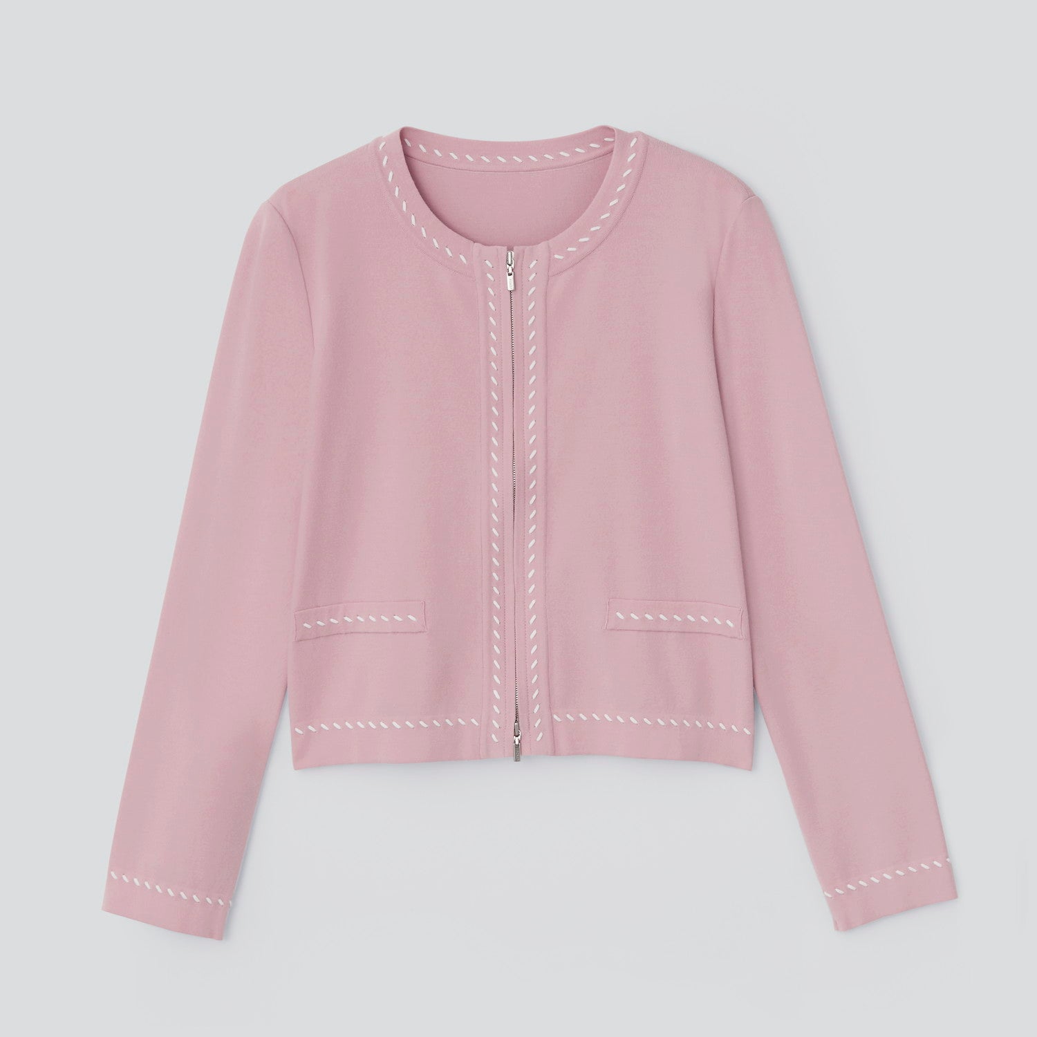 フォクシー FOXEY BOUTIQUE ツイードニットジップジャケット ピンク 44397 Knit Jacket 