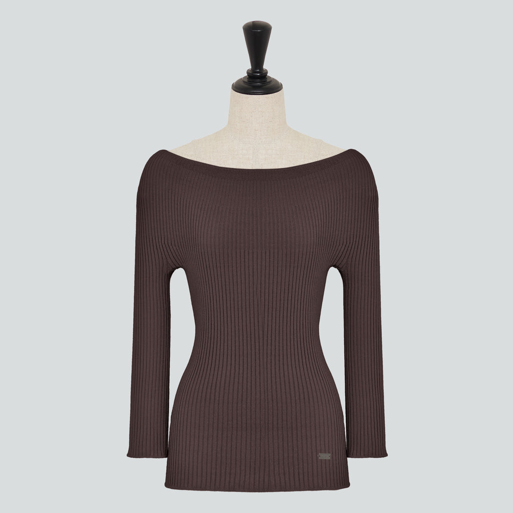 美品★FOXEY★カシミヤ100%★ロゴボタン付ニット★チョコレートブラウン 43916 Knit Top 