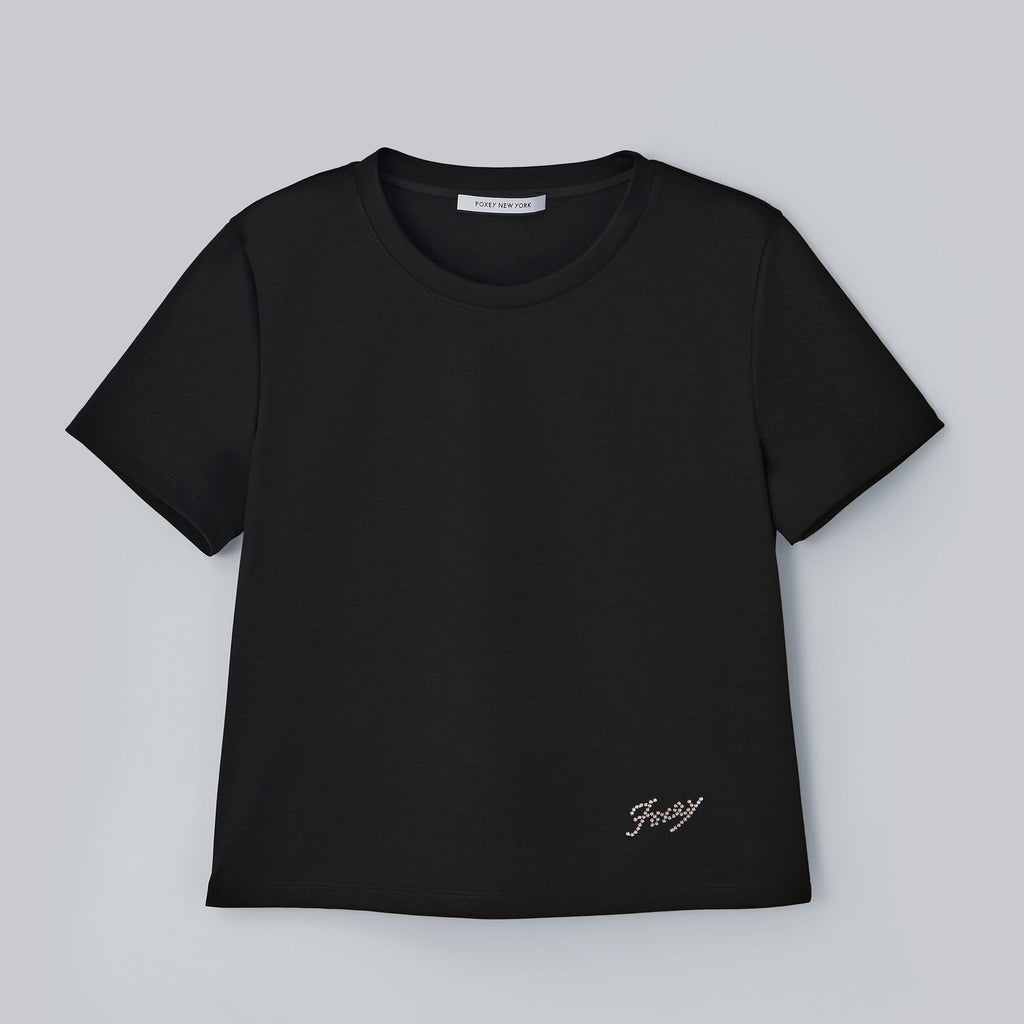 美品　FOXEY NEWYORK フォクシー　Tシャツ　ブラウス　ロゴプレート FOXEY NEW YORK フォクシーニューヨーク 22年製 42167 ホワイト