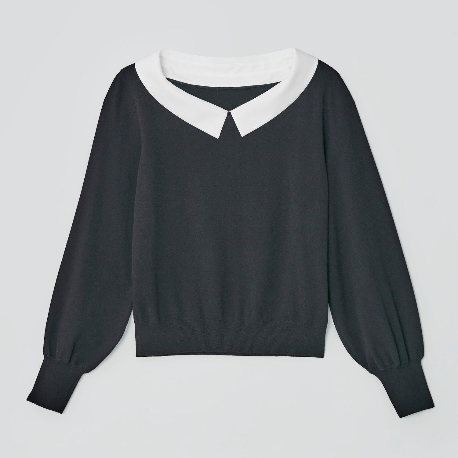新品完売！Manon Sweater白襟ニット♪ブラック 42647 Knit Top 