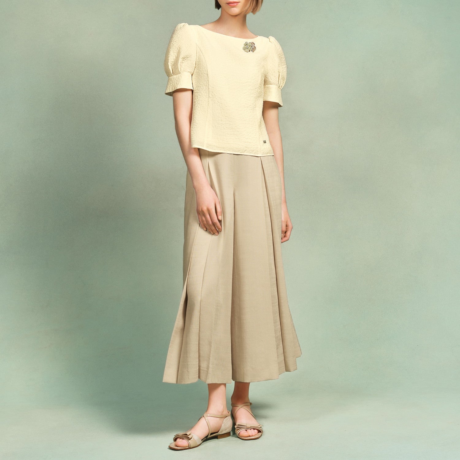 Fleurページ forksy.】レースフラワージャガード 半袖ポロシャツ forksy