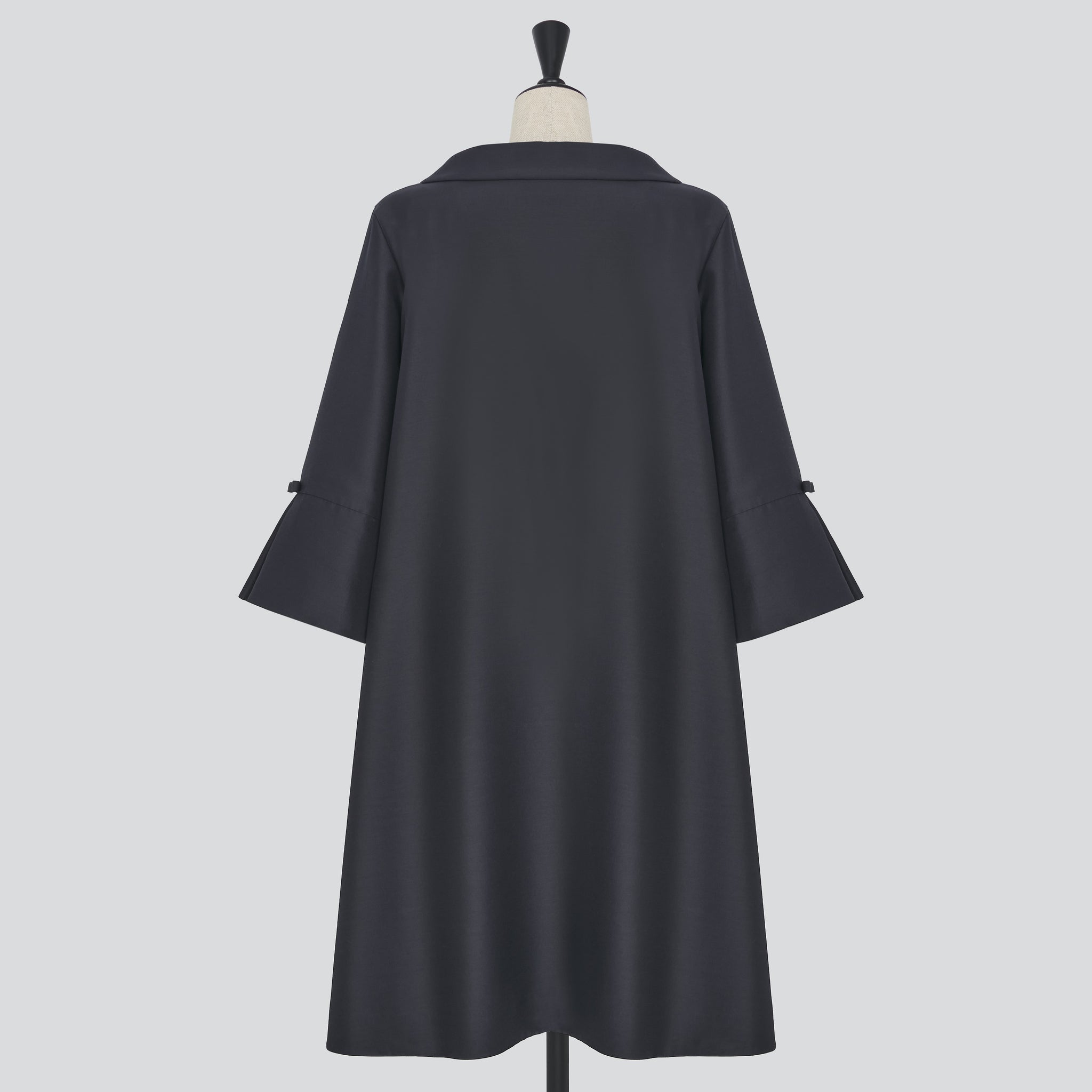 定価15万✨極美品 フォクシー voyage ダブルフェイスコート シルク 紺 シルクチェック コンバーチブルステンカラーコート（01-07MO02-206