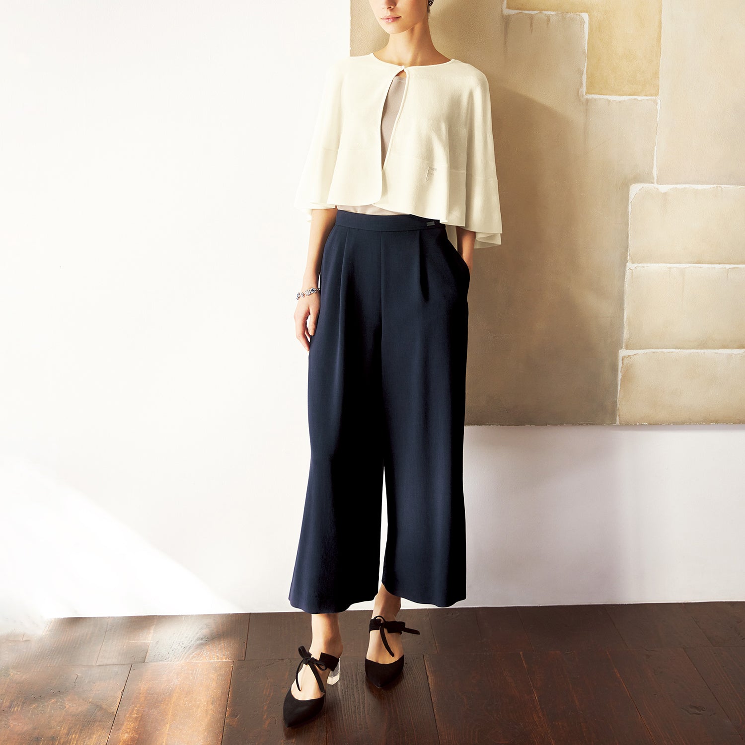 色ミッドナイトブルーFOXEY   Washable Wide Pants 40